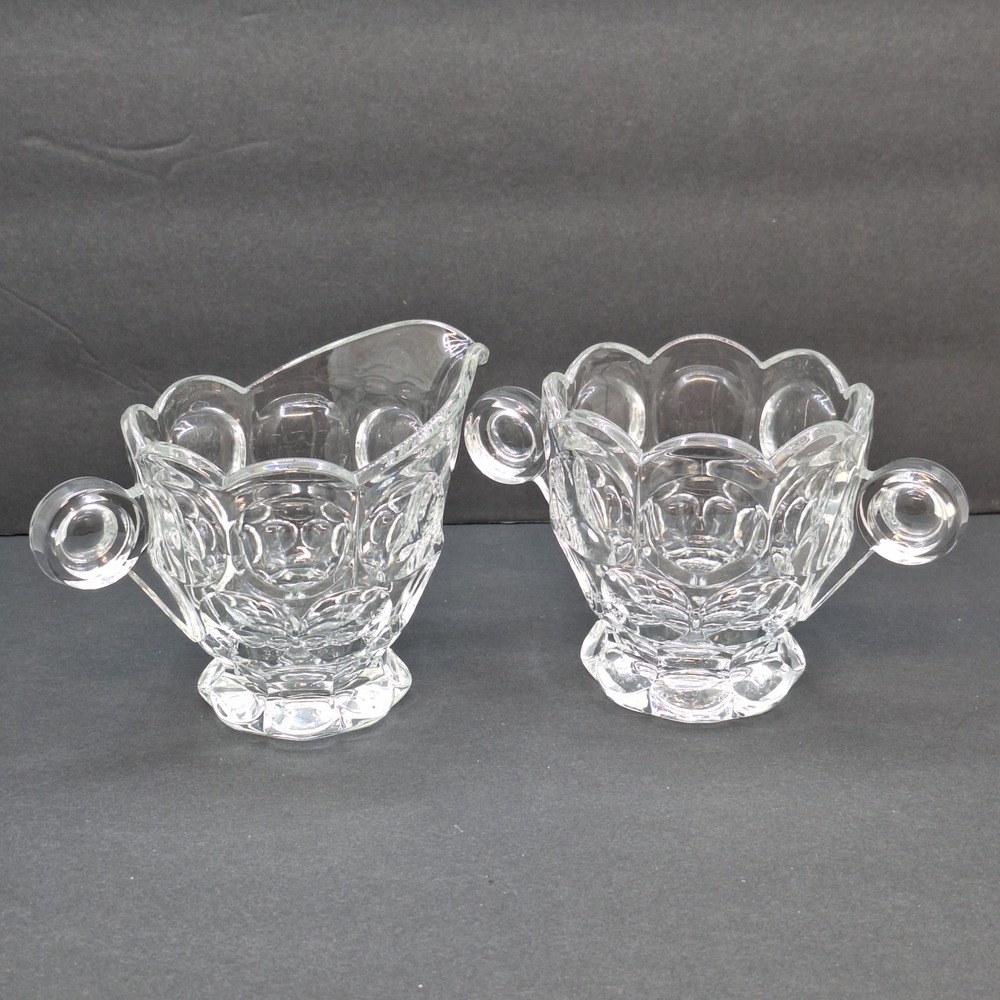 Heisey "Whirlpool" (Provincial) Clear Cream & Sugar Set – Elegant Glass Vintage